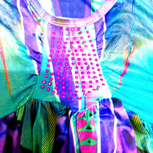 Live and let live Womens Top PM Petite Medium Blue Purple Butterfly Cap Sleeve - Picture 11 of 12